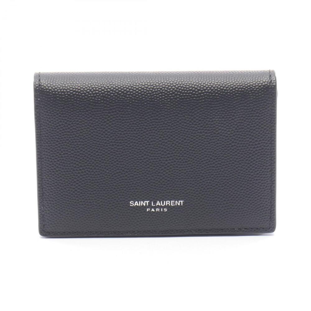 Saint Laurent Cassandre Leather Card Holder Black